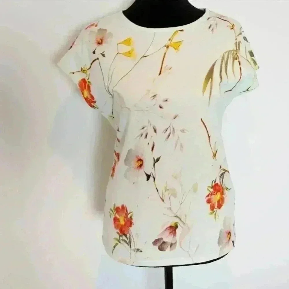𝅺TED BAKER Baby Blue Botanical Bloom Top Size 2
